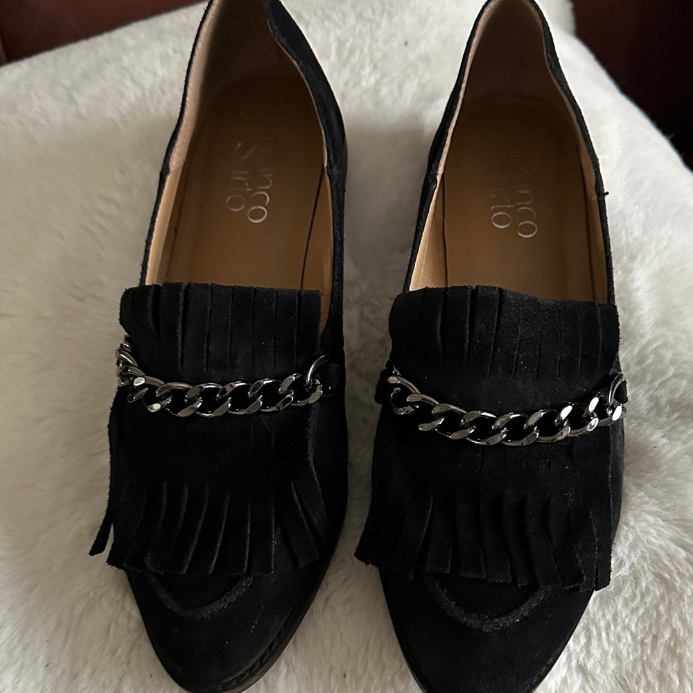 Franco Sarto black suede loafer. Size 8. Used good condition.
